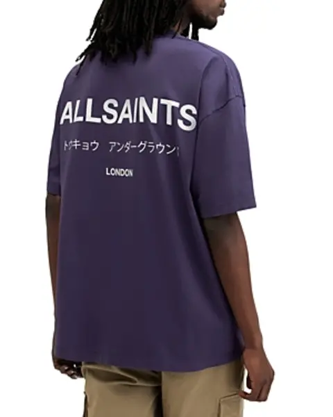 Image of Allsaints Underground Organic Cotton Logo Graphic Tee