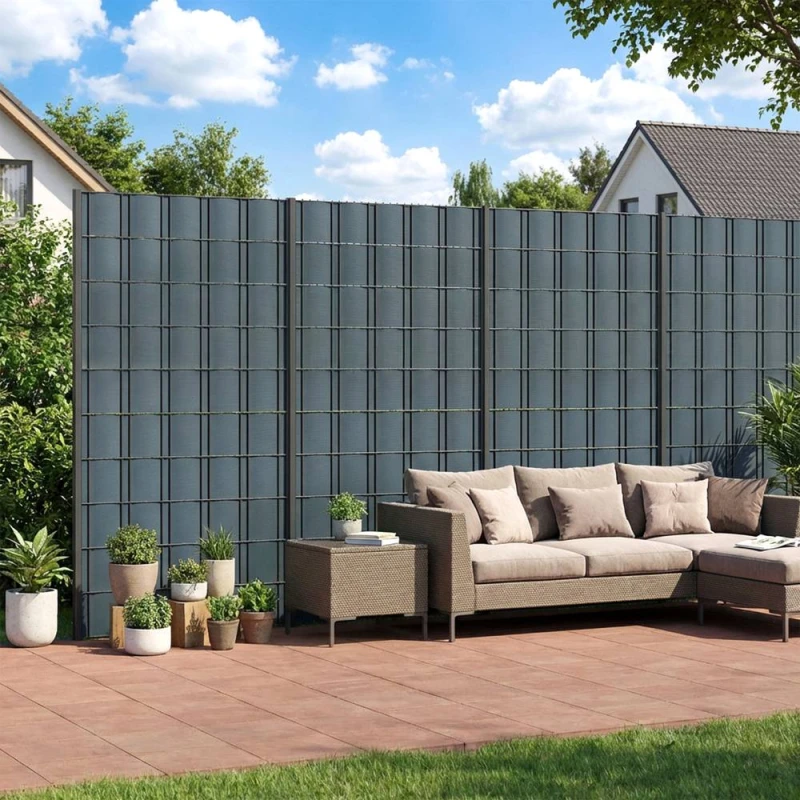 Image of OUTSUNNY 2Pcs Privacy Garden Screen Fence, Windbreak Fence with Clips, Grey Grey Unisex