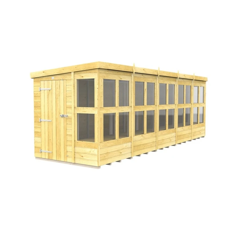 Image of Buttercup Farm 20 x 6 Feet Pent Potting Shed - Wood - L178 x W589 x H201cm in Brown Brown Unisex