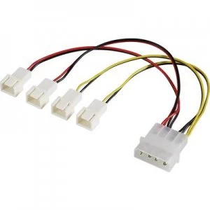 Image of PC fan Y cable [4x PC fan plug 3-pin - 1x IDE power plug 4-pin] 15.00cm Black, Red, Yellow Akasa