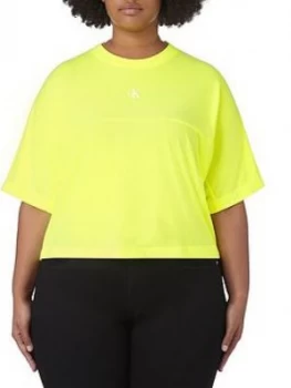 Image of Calvin Klein Jeans Plus Puff Print Back Logo Tee - Yellow