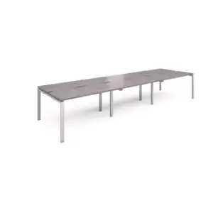 Image of Adapt 6 Person Bench Office Desk - 4200mmx1200mm - Silver - Grey Oak