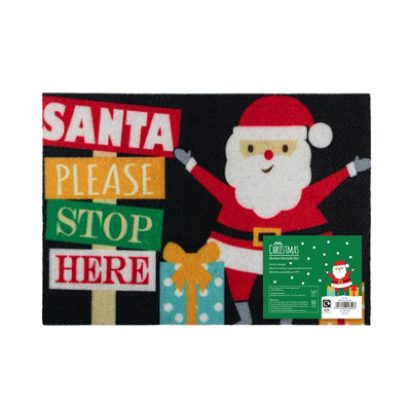 Image of Jvl Christmas Machine Washable Door Mat - 40X57Cm - Santa