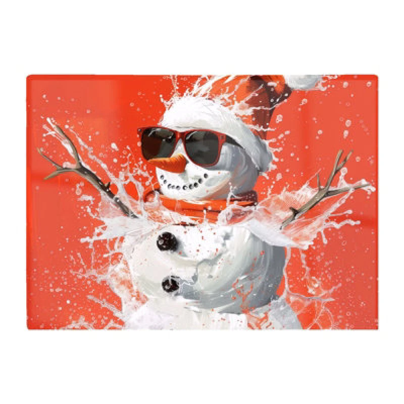 Image of Warren Reed Designer Cool Snowman In Winter Splash Chopping Board