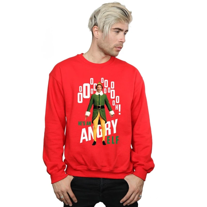 Image of Elf Elf Men Angry Sweatshirt in Red Size: Small Red S Male 5057736059920