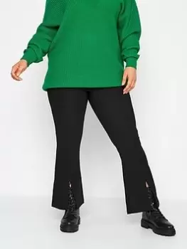 Image of Yours Rib Split Front Flare Legging - Black, Size 22, Women