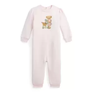Image of Polo Ralph Lauren Polo Bear Fleece Coverall Baby Girls - Pink