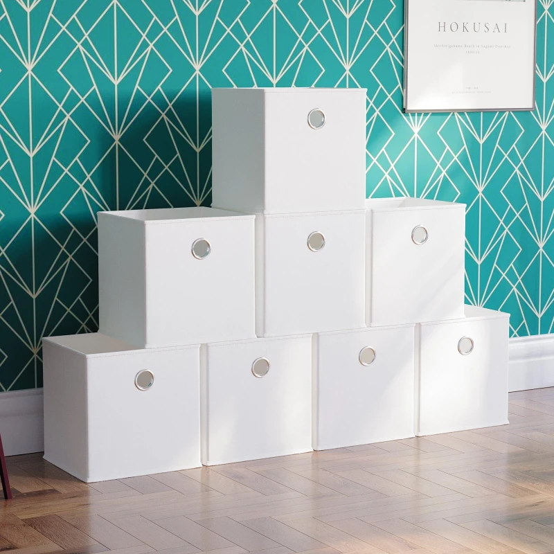 Image of Lassic Vida Designs Durham Cube Storage Basket Set of 8 White unisex Set of 8