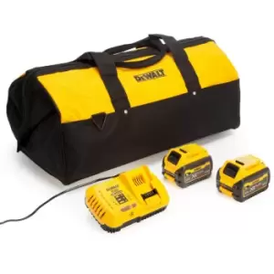 Image of DEWALT - 2 x DCB546 FlexVolt 6.0Ah/2.0Ah Batteries, DCB118 Charger & Tool Bag Set DEW54V6AHKIT