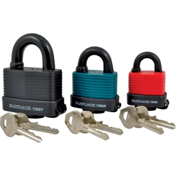 Image of Laminated Red Steel Key Padlock - 45MM