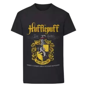 Image of Harry Potter Boys Hufflepuff Crest T-Shirt (5-6 Years) (Black)
