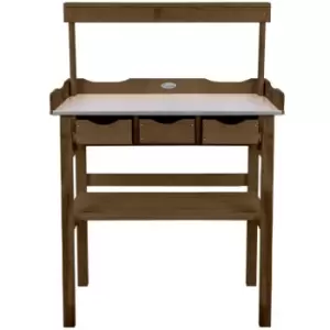 Image of Esschert Design Potting Table with Drawer and Rack Brown
