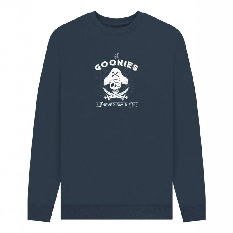 Image of The Goonies Mens Never Say Die Pirate Sweatshirt in Navy Size: Small Navy Male S