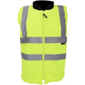 Image of Warrior Mens Phoenix High Visibility Safety Bodywarmer Jacket (M) (Fluorescent Yellow) - Fluorescent Yellow