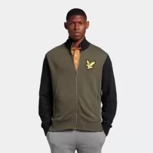 Image of Mens Block Marl Tracksuit Top - Olive Marl/Jet Black - L