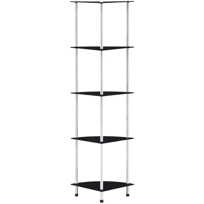 Image of vidaXL 5-Tier Shelf Tempered Glass 30x30x130cm Bookshelf Storage Showcase