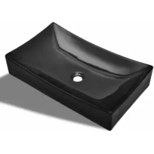 Image of Ceramic Bathroom Sink Basin Black Rectangular Vidaxl Black