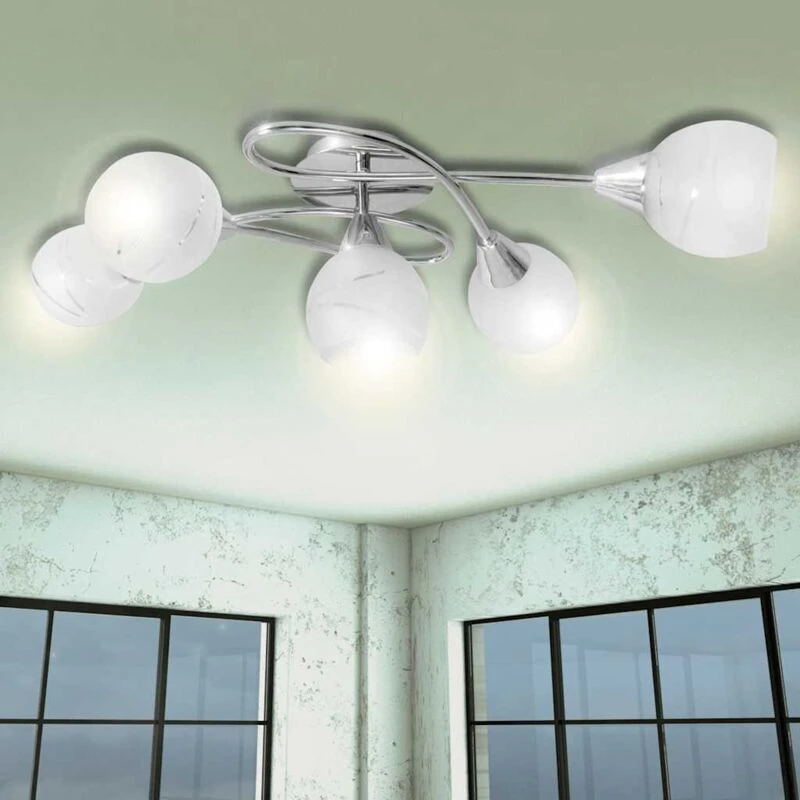 Image of VIDAXL Ceiling Lamp with Glass Shades for 5 E14 Bulbs Vidaxl 8718475894414