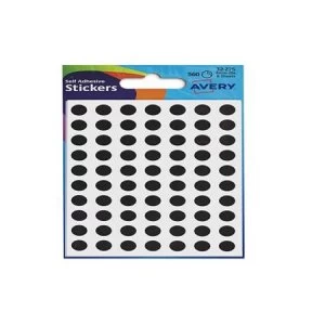 Image of Avery Coloured Labels Round 8mm DIA Black (560 Labels) PK10