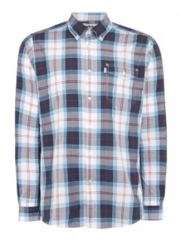 Image of Mens Barbour Windowpane Shirt Blue