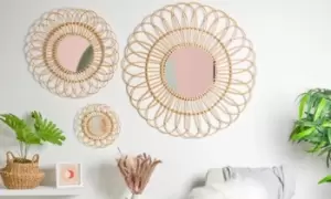 Image of Nicola Spring Rattan-Effect Wall Mirror: Rose/60cm/One