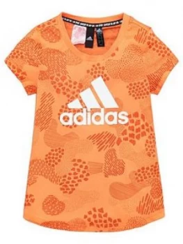 Image of Boys, adidas Junior Girls Tee - Orange, Size 11-12 Years