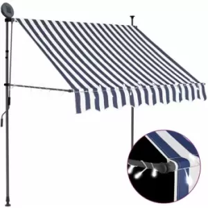 Image of Manual Retractable Awning with LED 100cm Blue and White Vidaxl Blue