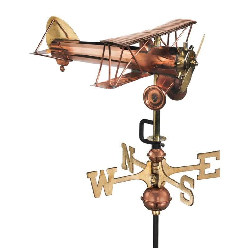 Image of Good Directions Cottage Bi Plane Copper Weathervane - H44 x W40 x L33cm Copper Unisex