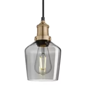 Image of Industville Brooklyn 5.5" Schoolhouse Pendant / Smoke Grey Tinted Glass and Copper Holder
