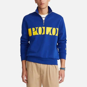 Image of Polo Ralph Lauren Mens Half Zip Polo Stripe Sweatshirt - Heritage Royal Blue - S