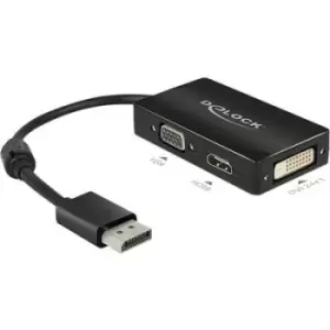 Image of Delock 62656 DisplayPort / VGA / HDMI / DVI Adapter [1x DisplayPort plug - 1x VGA socket, HDMI socket, DVI socket 25-pin] Black incl. ferrite core 16.