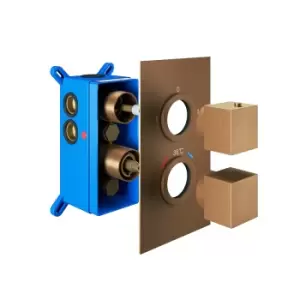 Image of Brushed Bronze Twin Outlet Square Thermostatic Shower Valve