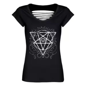 Image of Grindstore Womens/Ladies Pentagram Eye T-Shirt (M) (Black)
