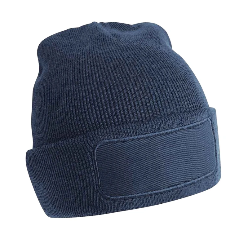 Image of Beechfield Beechfield Men Patch Beanie in Navy Navy One Size Male 5063527292513