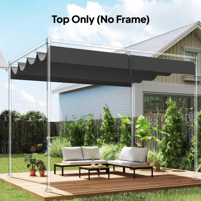 Image of OUTSUNNY Retractable Pergola Canopy Only for 4 x 3m Pergola, Dark Grey Dark Grey Unisex