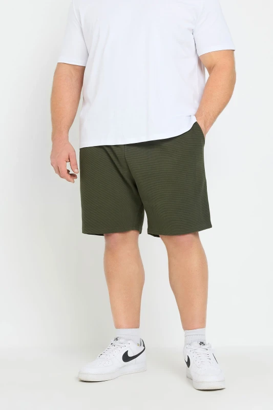 Image of BadRhino Mens Ribbed Jogger Shorts in Light Khaki Size: 2XL Light Khaki Male 2XL