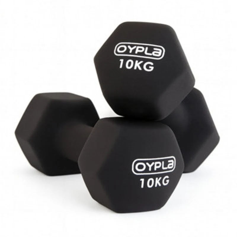 Image of Oypla Pair Of 10Kg Hex Anti Roll Neoprene Non Slip Hand Dumbbells Workout Weights
