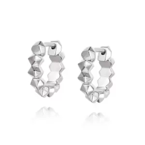 Image of Daisy London Jewellery 925 Sterling Silver Octavia Huggie Hoop Earrings Sterling Silver