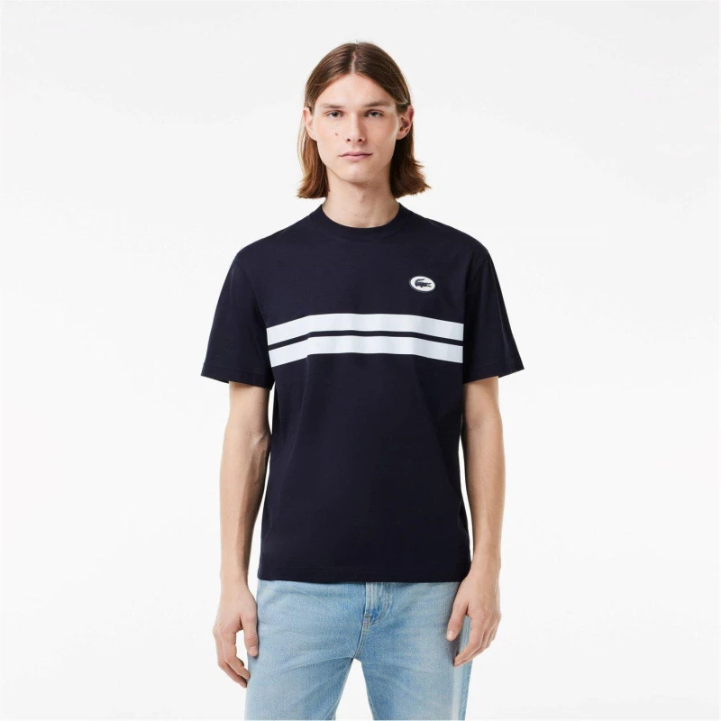 Image of Lacoste Heritage Print T-Shirt - Blue Blue S
