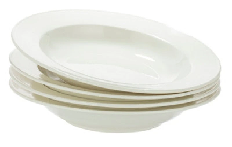 Image of 4Pc Professional White Rim Pasta Bowl Set