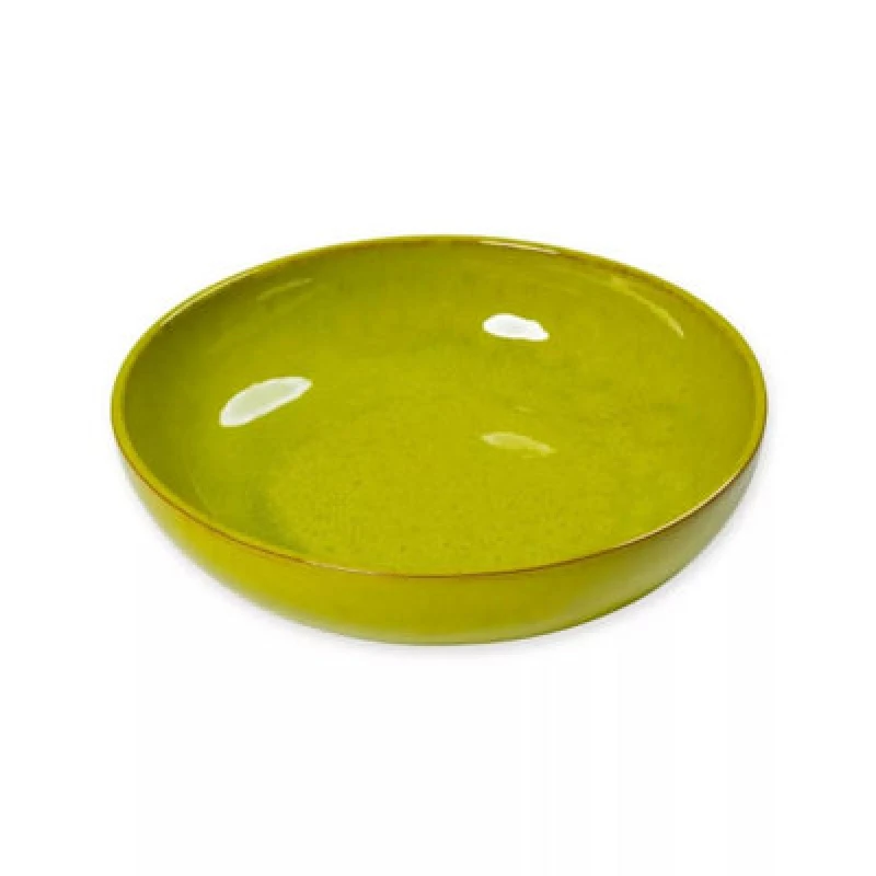 Image of Verano Spanish Ceramics Selena Glazed Hand Dipped Kitchen Dining Large Bowl Lime Green (Diam) 30Cm