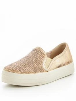 Image of Skechers Double Up Shiny Dancer Plimsoll Rose Gold Rose Gold Size 6 Women