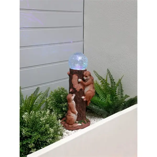 Image of Streetwize Solar Meerkat Colour Changing Ball Light - Brown One Size