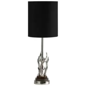 Image of Premier Housewares Antler Table Lamp with Marble Base Aluminium & Black Drum Shade