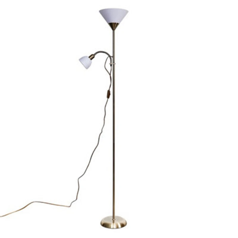 Image of ValueLights ValueLights Mozz Mother & Child Uplighter Floor Lamp with Side Lamp and LED Bulbs in Metallic Gold Metallic Gold One Size Unisex 505940602