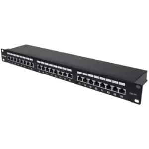 Image of Intellinet Patch Panel Cat6a FTP 24-Port 1U Shielded 90 Top-Entry Punch Down Blocks Black