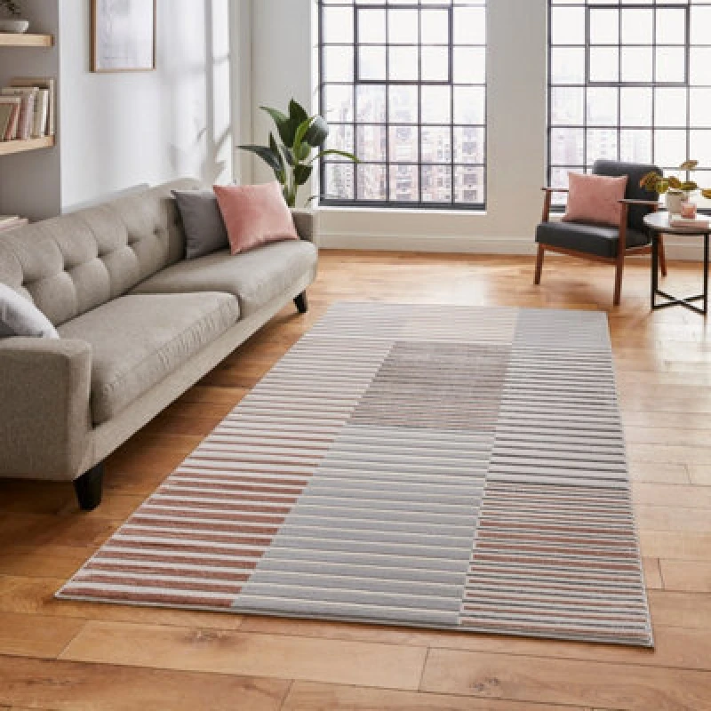 Image of Apollo 2681 Modern Linear Rug Grey Rose