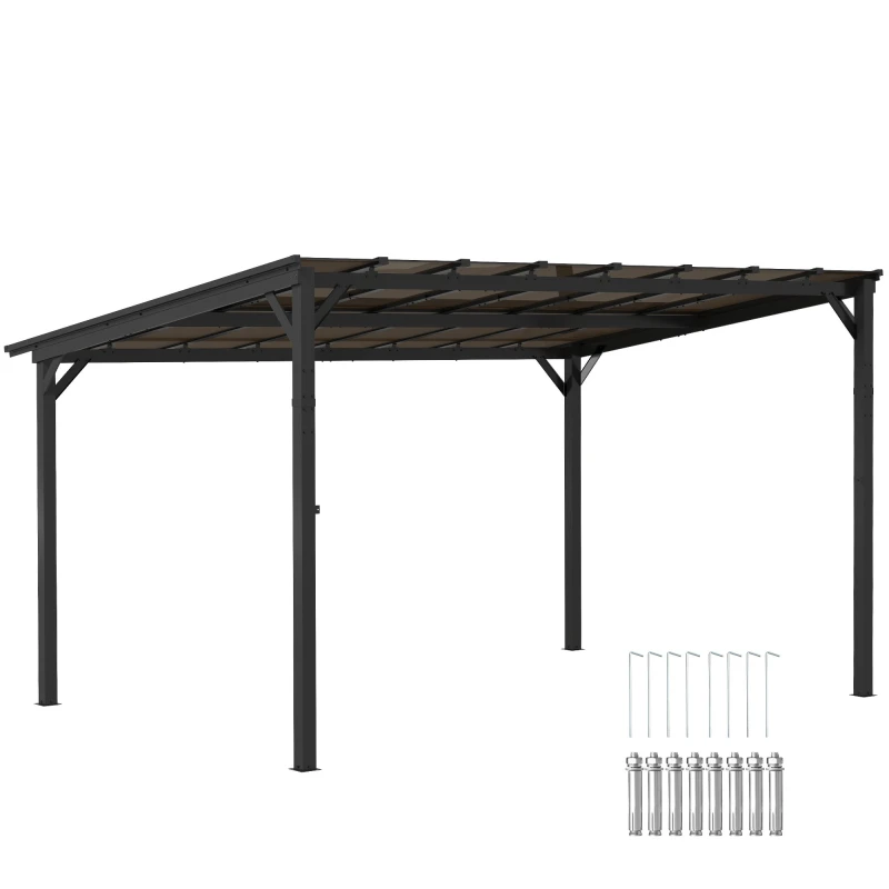 Image of Outsunny x 4.3m Pergola Kit Gazebo with UPF 50+ and Waterproof Polycarbonate Roof Dark Grey