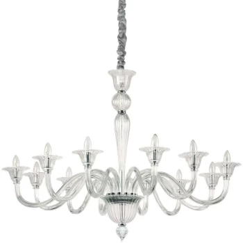 Image of Ideal Lux Lighting - Ideal Lux Brigitta - 12 Light Pendant Light Trasparent, E14