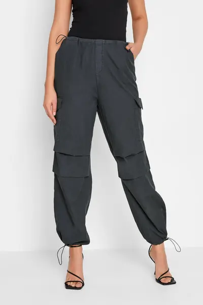 Image of Long Tall Sally Tall Parachute Trousers Black